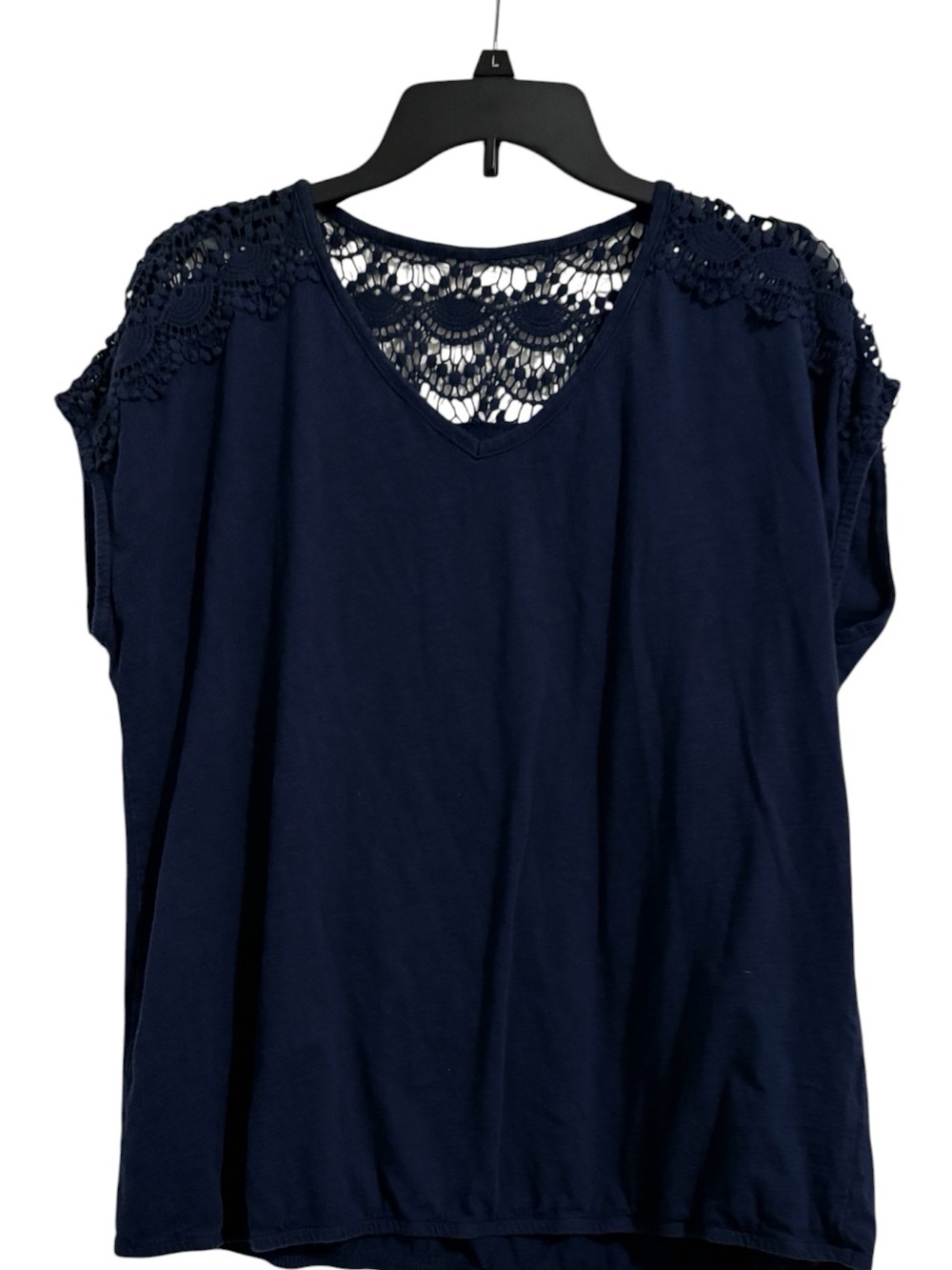 Sonoma 100% Cotton Crochet Lace V-Neck Short Sleeve Top